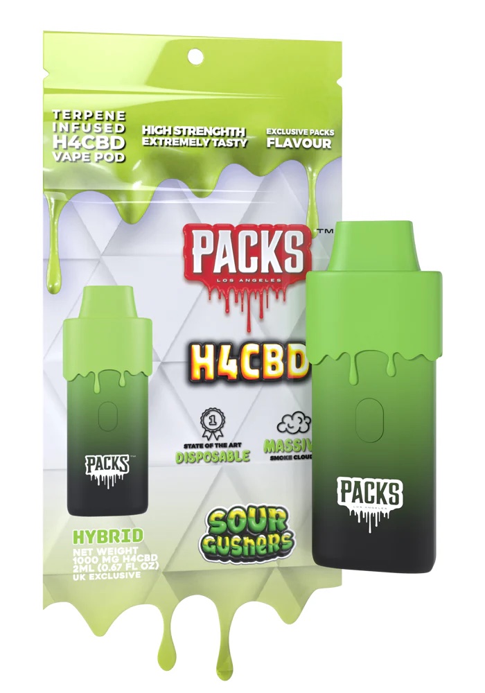 H4cbd Vape Disposable Charged Blend - 4ML Disposable Vape - Strawberry  Cough PACKS BY PACKWOODS H4CBD DISPOSABLE VAPE 2ML/1000MG - SOUR GUSHERS